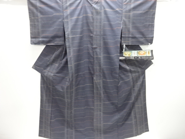 JAPANESE KIMONO / UNUSED DORO OSHIMA TSUMUGI (9 maruki) / WOVEN STRIPES